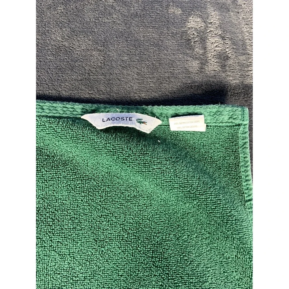 Lacoste Legend Green Supima Cotton 2 Piece Towel Set Hand Washcloth Crocodile